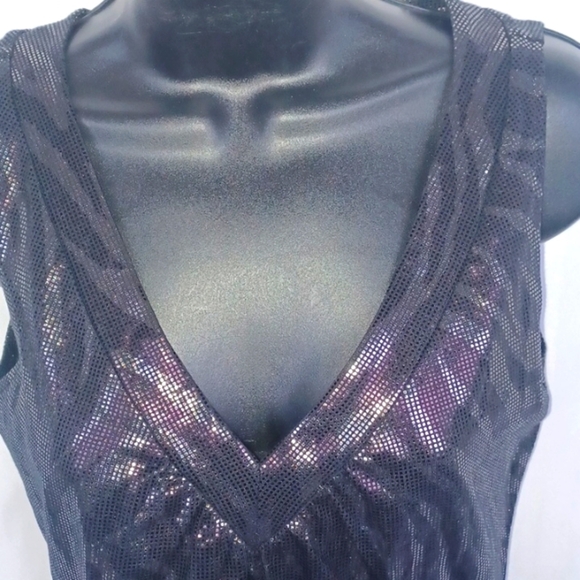 Express Purple/Black Zebra Vneck Tank, Medium, shimmer, nwt, sz S - Picture 2 of 8